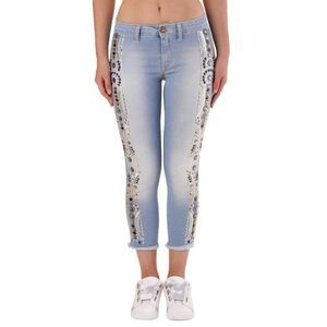 Met Cotton Cropped Jeans Women Blue Jeans & Pants